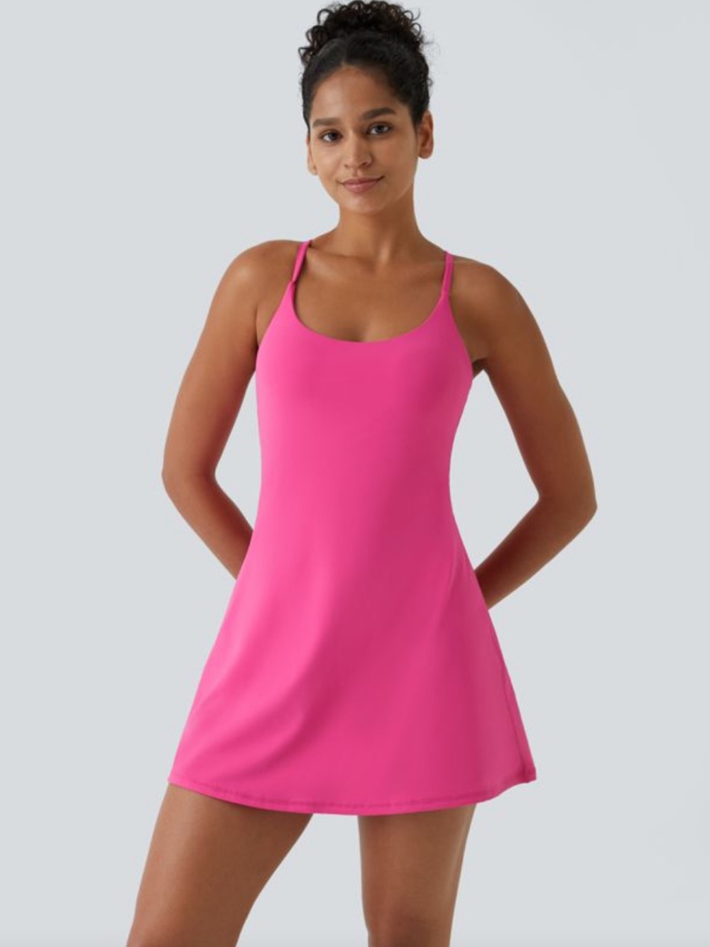 Halara Hot Pink Athletic Tennis Dress with Built in Bra and Shorts